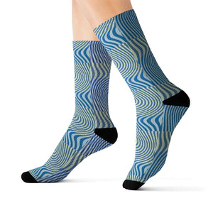 Abstract Wavy Blue Socks - Stripes - Dipaliz