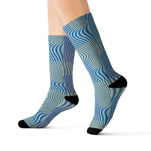 Abstract Wavy Blue Socks - Stripes - Dipaliz