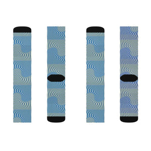 Abstract Wavy Blue Socks - Stripes - Dipaliz