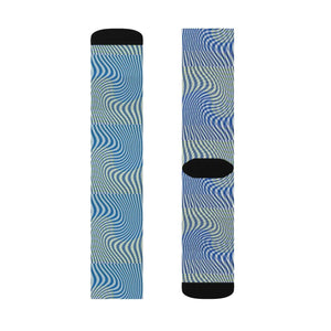 Abstract Wavy Blue Socks - Stripes - Dipaliz