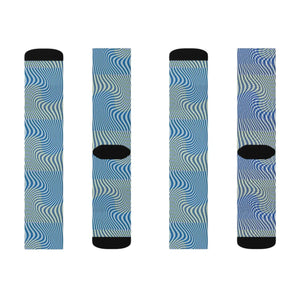 Abstract Wavy Blue Socks - Stripes - Dipaliz