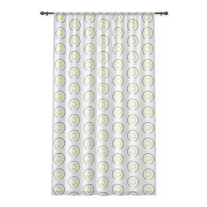 Abstract Yellow Grey Circles Window Curtains Bold Modern - Dipaliz - Sheer / White / 50’’ × 84’’