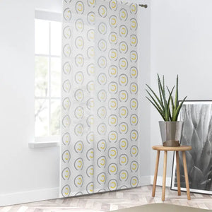 Abstract Yellow Grey Circles Window Curtains Bold Modern - Dipaliz - Sheer / White / 50’’ × 84’’