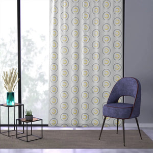 Modern Abstract Yellow Window Curtain - Grey Circles - Dipaliz - Curtains