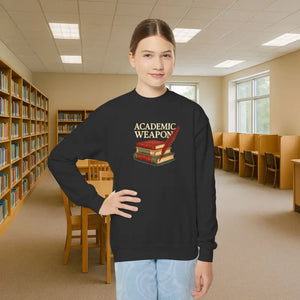 Youth Crewneck Sweatshirt Academic Weapon for Book Lovers - Dipaliz - Black / Xs - Sweatshirts