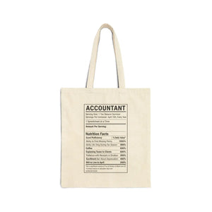 Accountant Nutrition Facts Canvas Tote Bag, Funny Gift - Bags