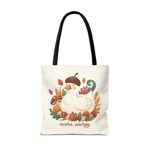 Acorn Energy Duck Tote Bag, Cute Autumn Goose Illustration - Bags