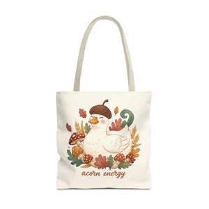 Acorn Energy Duck Tote Bag, Cute Autumn Goose Illustration - Bags