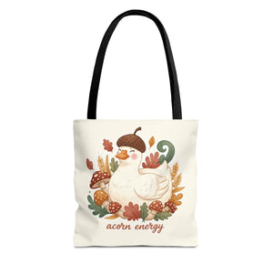 Acorn Energy Duck Tote Bag, Cute Autumn Goose Illustration - Bags