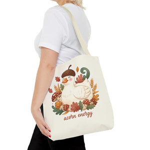 Acorn Energy Duck Tote Bag, Cute Autumn Goose Illustration - Bags