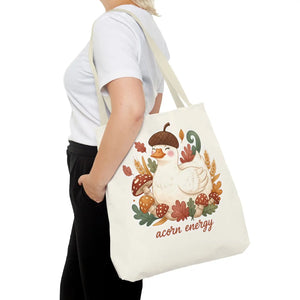 Acorn Energy Duck Tote Bag, Cute Autumn Goose Illustration - Bags