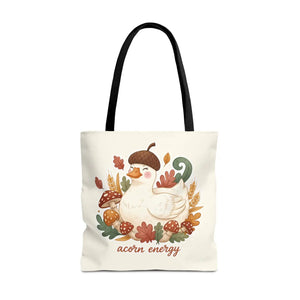 Acorn Energy Duck Tote Bag, Cute Autumn Goose Illustration - Bags