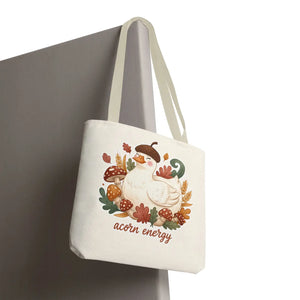 Acorn Energy Duck Tote Bag, Cute Autumn Goose Illustration - Bags