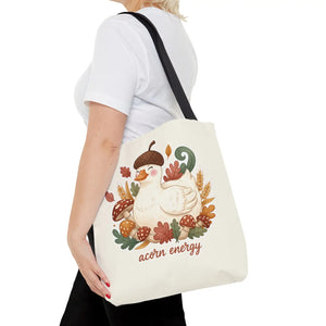 Acorn Energy Duck Tote Bag, Cute Autumn Goose Illustration - Bags