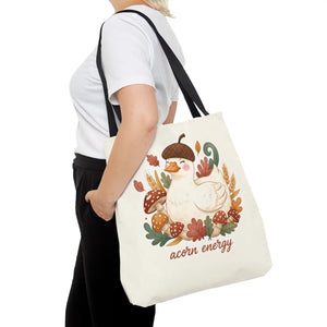 Acorn Energy Duck Tote Bag, Cute Autumn Goose Illustration - Bags