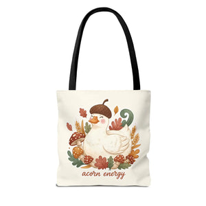 Acorn Energy Duck Tote Bag, Cute Autumn Goose Illustration - Bags