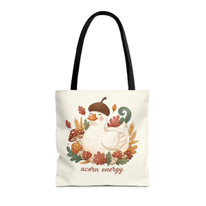Acorn Energy Duck Tote Bag, Cute Autumn Goose Illustration - Bags