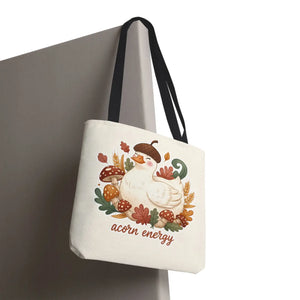 Acorn Energy Duck Tote Bag, Cute Autumn Goose Illustration - Bags