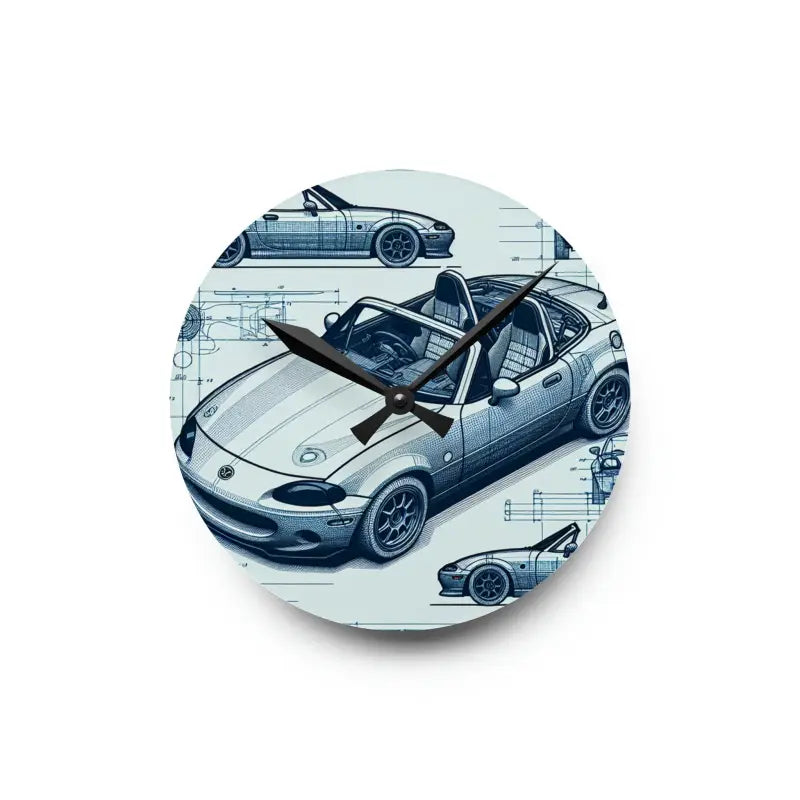 Elevate your Space with the Acrylic Car Blueprint Wall Clock - 8’’ × (round) Home Decor