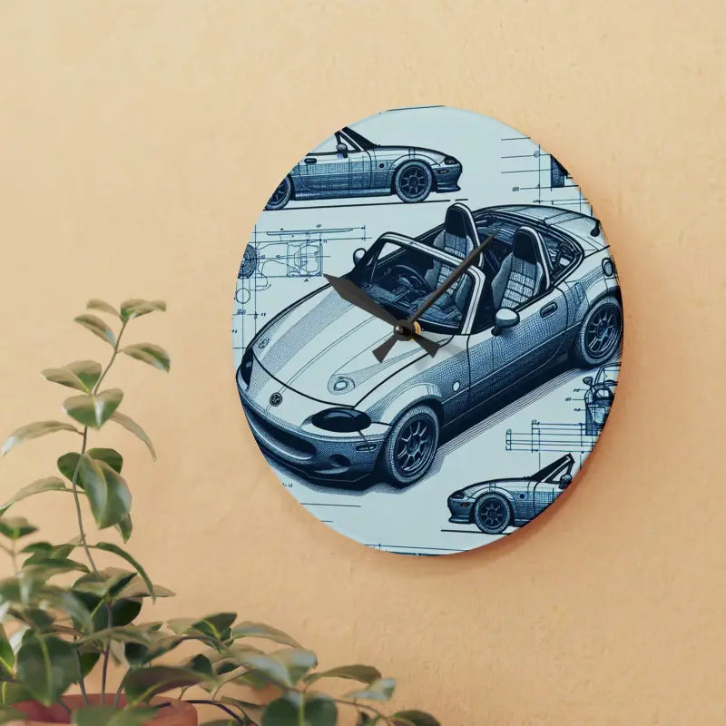 Elevate your Space with the Acrylic Car Blueprint Wall Clock - Home Decor