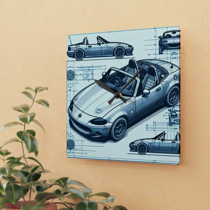 Elevate your Space with the Acrylic Car Blueprint Wall Clock - Home Decor