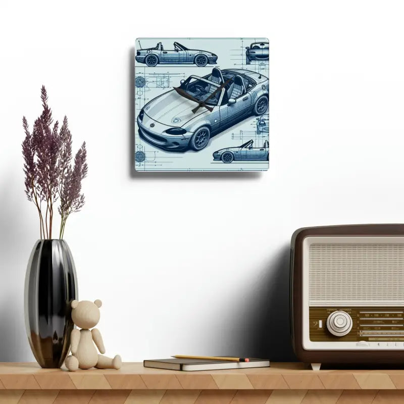 Elevate your Space with the Acrylic Car Blueprint Wall Clock - Home Decor