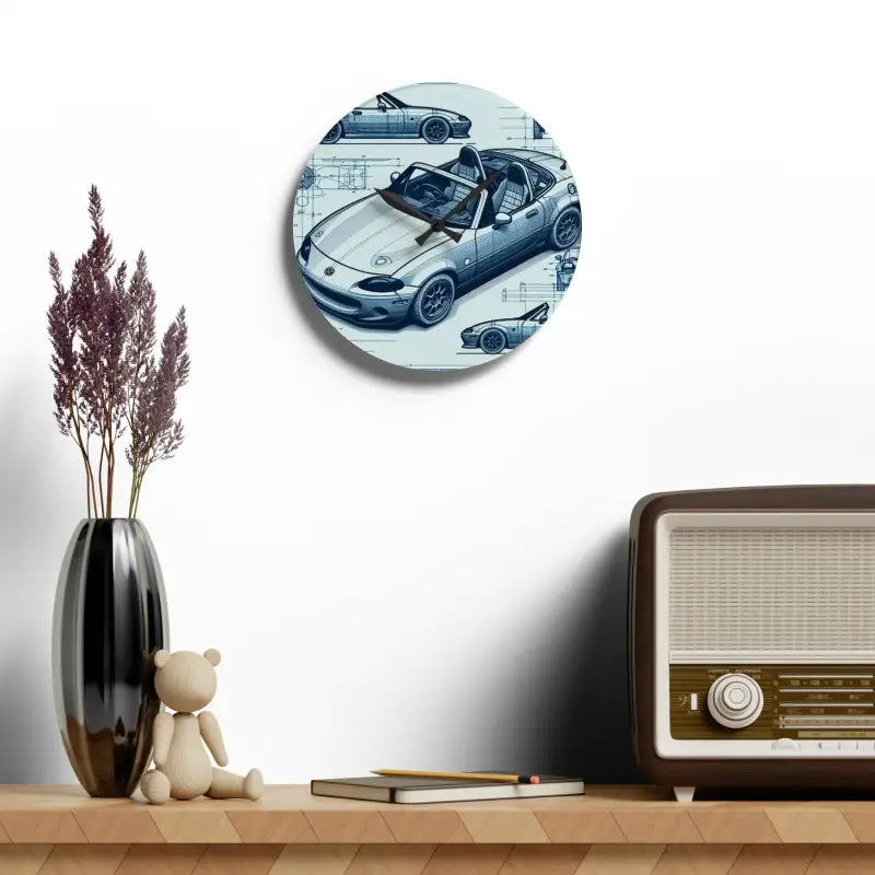 Elevate your Space with the Acrylic Car Blueprint Wall Clock - Home Decor