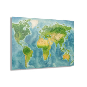 Watercolor World Map – Acrylic Wall Art - Dipaliz - Posters Prints & Visual Artwork