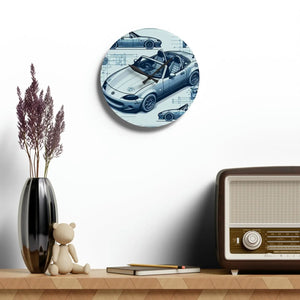 Acrylic Wall Clock – Racing Car Blueprint - Dipaliz - Clocks
