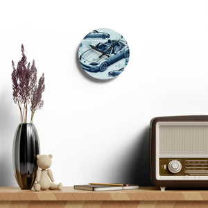 Acrylic Wall Clock – Racing Car Blueprint - Dipaliz - Clocks