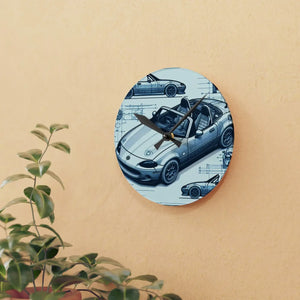 Acrylic Wall Clock – Racing Car Blueprint - Dipaliz - Clocks