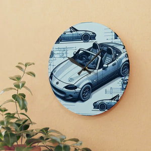 Acrylic Wall Clock – Racing Car Blueprint - Dipaliz - Clocks