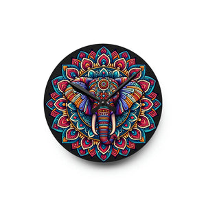 Elephant Mandala Acrylic Wall Clock 12 Inch - Dipaliz - Clocks