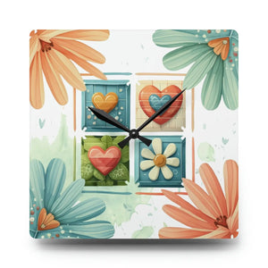 Acrylic Wall Clock – Hearts Colorful Pattern - Dipaliz - Clocks