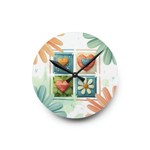 Acrylic Wall Clock – Hearts Colorful Pattern - Dipaliz - Clocks