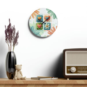 Acrylic Wall Clock – Hearts Colorful Pattern - Dipaliz - Clocks