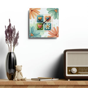 Acrylic Wall Clock – Hearts Colorful Pattern - Dipaliz - Clocks