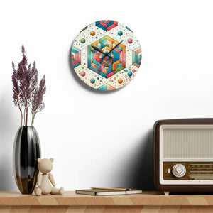 Acrylic Wall Clock – Geometric Abstract Colorful - Dipaliz - Clocks