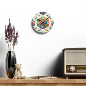 Acrylic Wall Clock – Geometric Abstract Colorful - Dipaliz - Clocks
