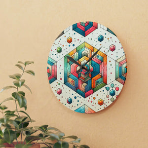 Acrylic Wall Clock – Geometric Abstract Colorful - Dipaliz - Clocks