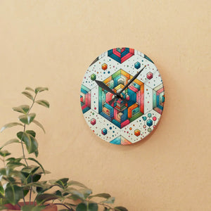 Acrylic Wall Clock – Geometric Abstract Colorful - Dipaliz - Clocks