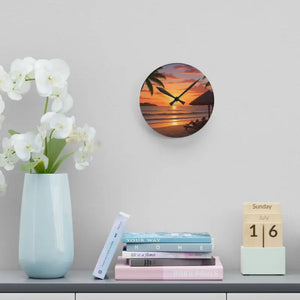 Tropical Sunset Beach Wall Clock - Acrylic Coastal Decor - Dipaliz - Home