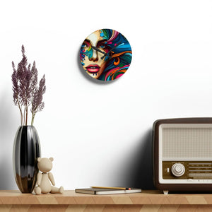 Womans Face Acrylic Wall Clock – Modern Decor - Dipaliz - Clocks