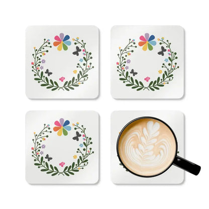 Elegant Flowers Corkwood Coaster Set for Stylish Spaces - Cork / 3.75’’ × / Square Home Decor