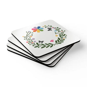 Flowers Corkwood Coaster Set - Luxury Table Protection - Dipaliz - Cork / 3.75’’ × / Square - Coasters