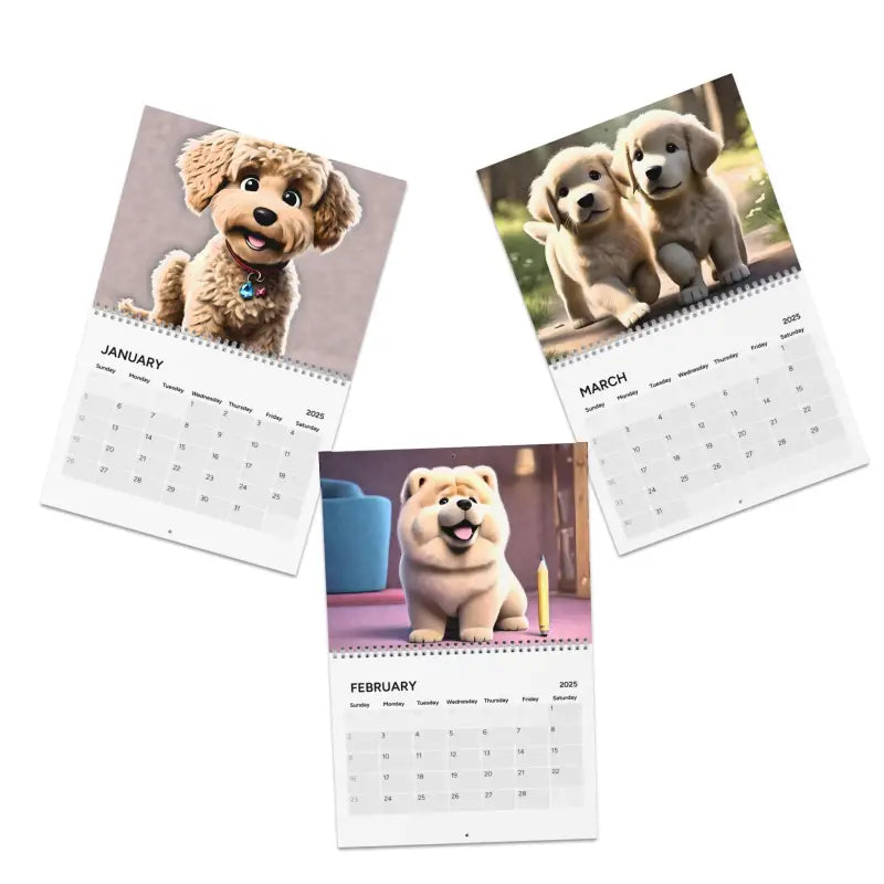 2025 Cute Pet Dogs Wall Calendars for Artistic Spaces - 10.8’’ x 8.4’’ / Semi Glossy Calendar