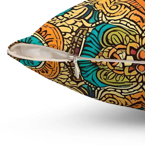 Vibrant Indian Pattern Polyester Square Pillow - Dipaliz - Throw Pillows