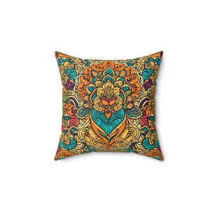 Vibrant Indian Pattern Polyester Square Pillow - Dipaliz - Throw Pillows