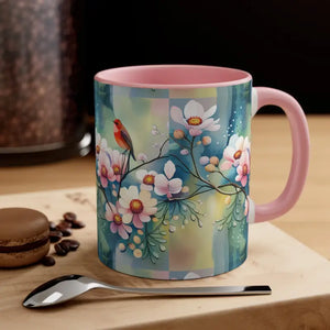 Mug - Coffee - Flowers and Birds Print - Dipaliz Pink / 11oz
