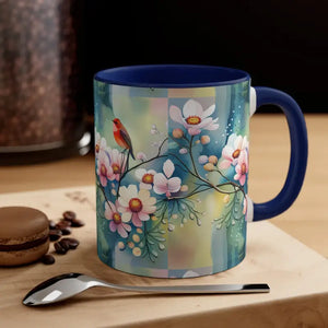 Mug - Coffee - Flowers and Birds Print - Dipaliz Navy / 11oz